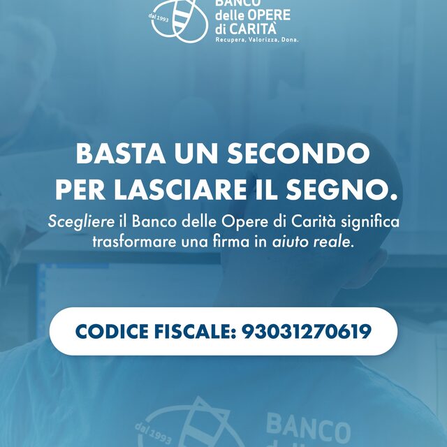 Basta un secondo per lasciare il segno. Con il tuo 5x1000 puoi sostenere il lavoro che ogni giorno ci permette di recuperare alimenti e t…