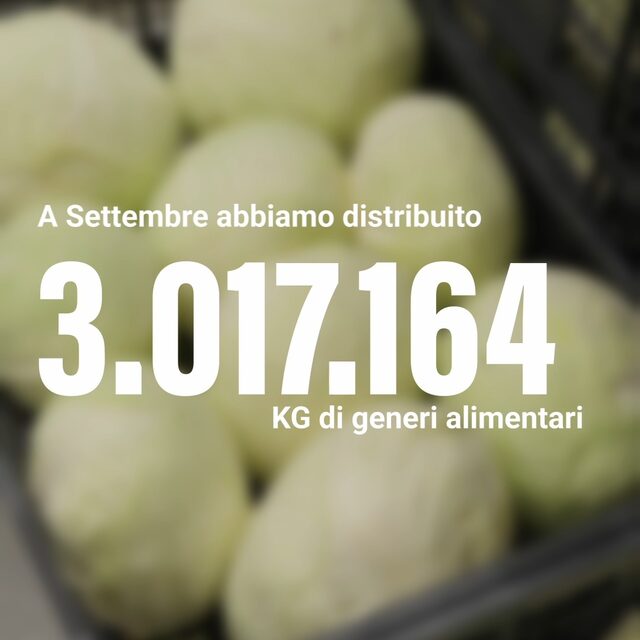 3.017.164,29 kg distribuiti nel mese di settembre. Alimenti che sarebbero diventati spreco e che invece hanno raggiunto famiglie in diffi…